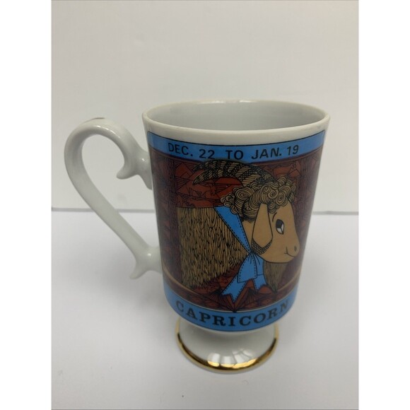 Vintage Royal Crown Capricorn Horoscope Coffee Mug By Elena 8”Tall - Picture 3 of 8